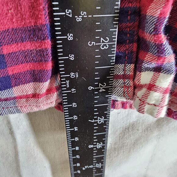 JACKS GIRLFRIEND Red Plaid Flannel Snap Front Top Long Sleeve Stretch Large - Picture 5 of 5